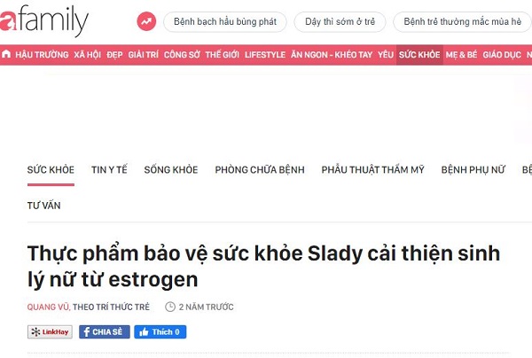 Afamily.vn tư vấn cho chị em cách cải thiện hàm lượng Estrogen nhờ sản phẩm SLady