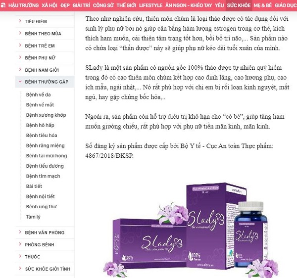 SLady là một trong số ít sản phẩm cân bằng nội tiết tố an toàn