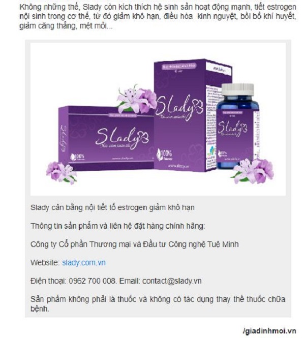SLady được đánh giá cao về thàng phần và hiệu quả sử dụng
