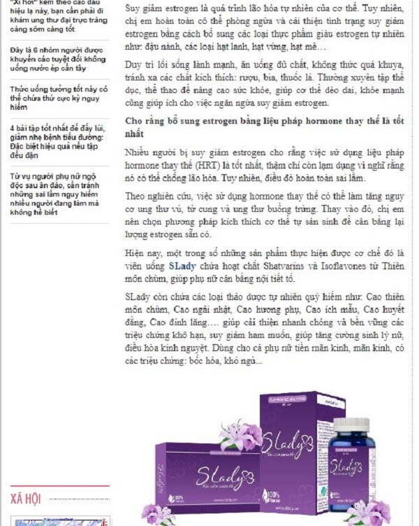 SLady giải pháp cân bằng nội tiết tố an toàn